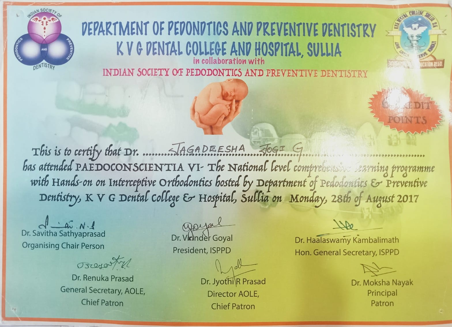 PAEDOCONSCIENTIA VI Certificate